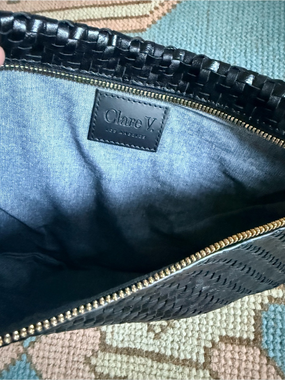 NWT Clare V Black Woven Leather Crossbody Bag - Picture 5 of 8